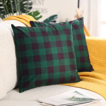 Green buffalo plaid store pillows